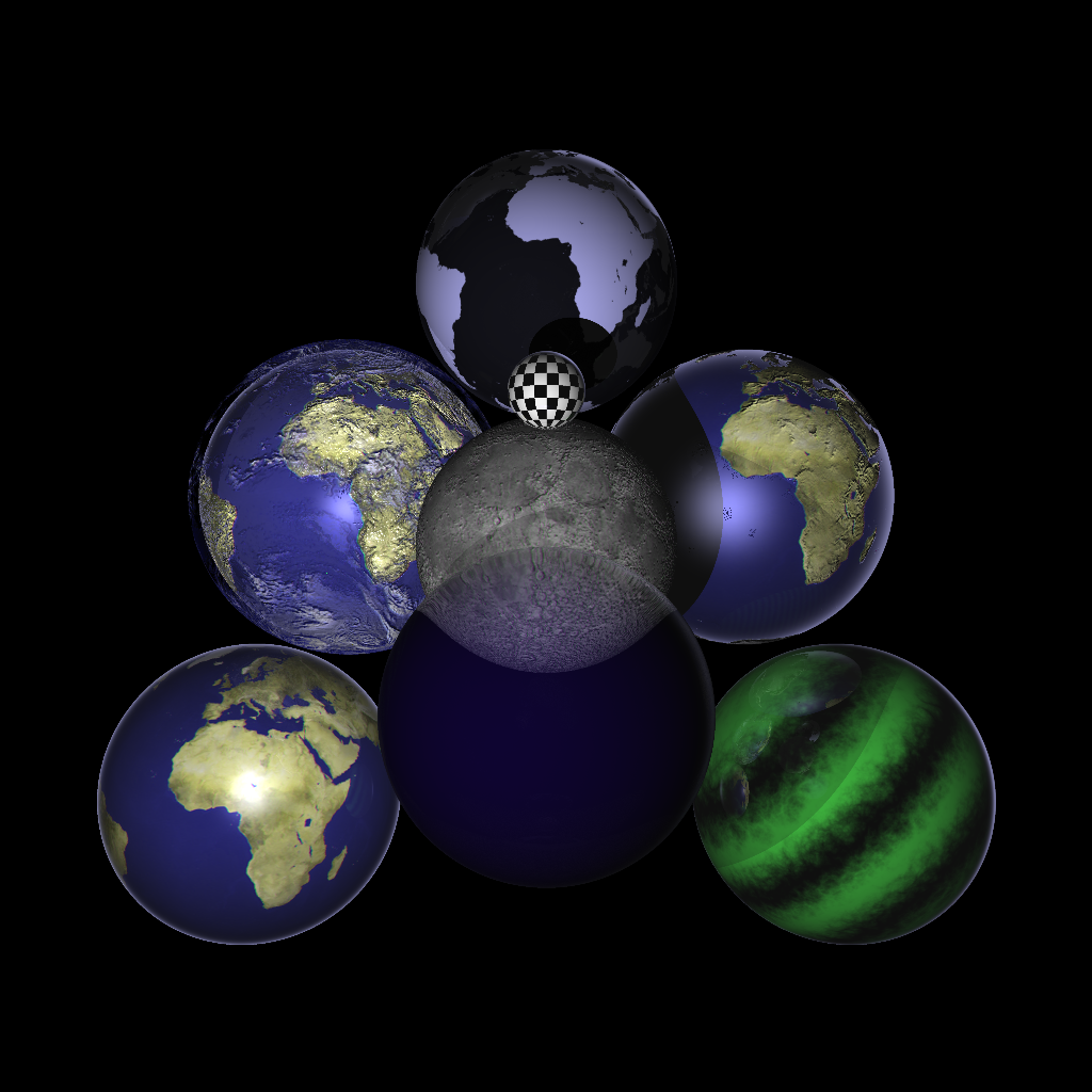 Raytraced image of many spheres