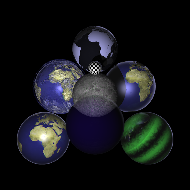 A picture of some raytraced globes and spheres