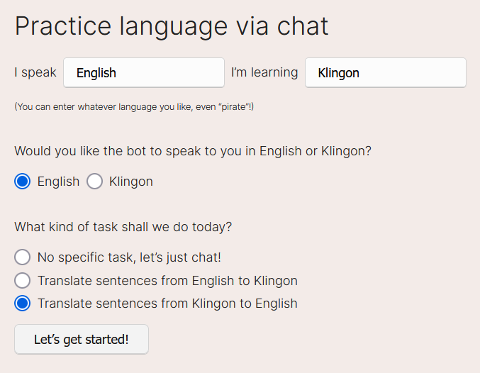 A screenshot of me talking to LangLearn in a Japanese immersion setting