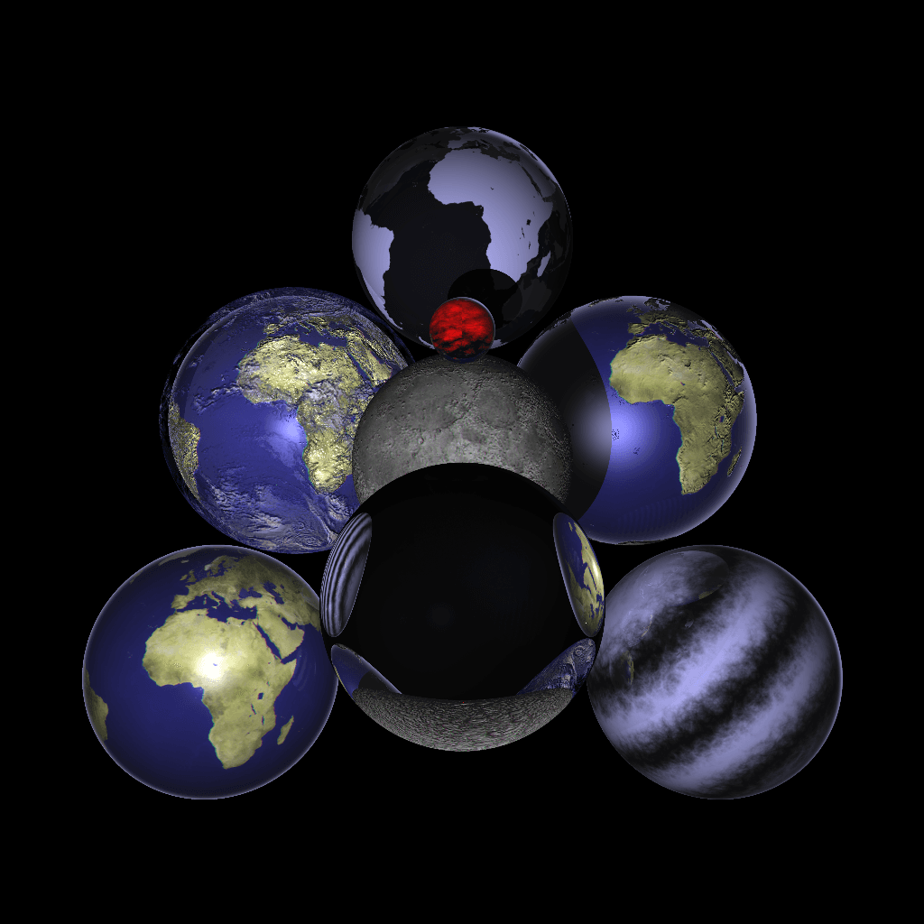 Raytraced image of many spheres