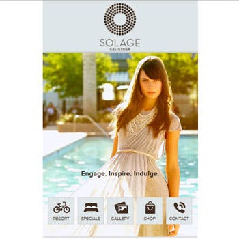 Small tile showing visual web design of Solage Calistoga mobile website