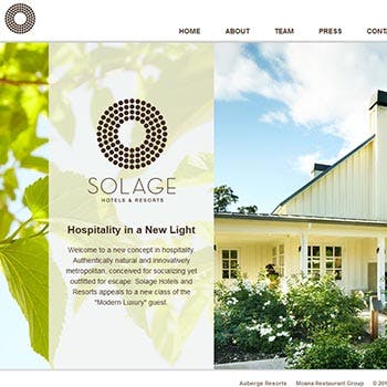 Small tile showing visual web design of Solage Hotel