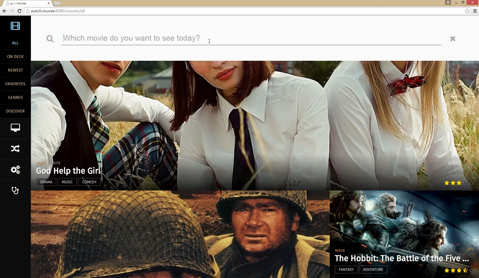 Screenshot of muvee quick search feature