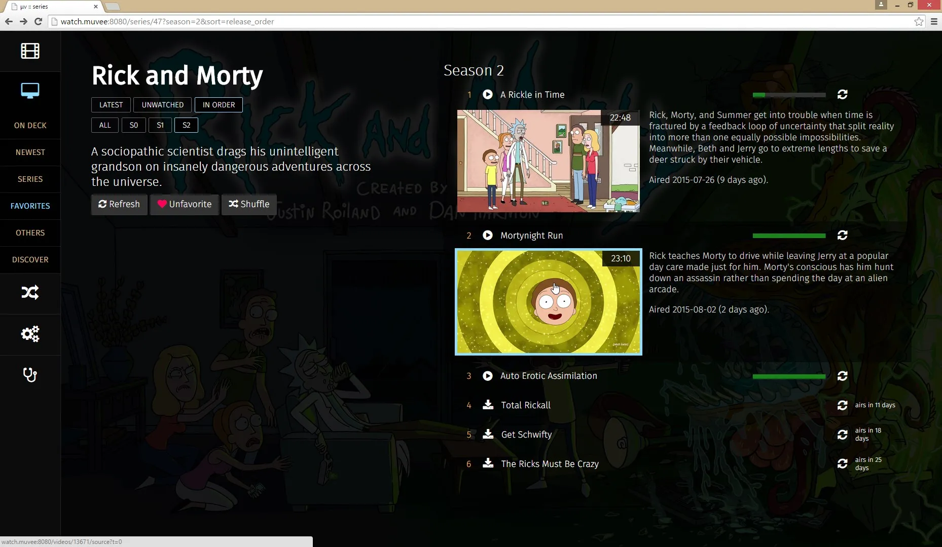 Screenshot of muvee series details page